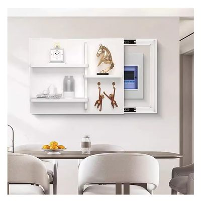 zktoermn Meter Box Cover Coat Rack, Concealed Electrical Box Cover Floating Wall Mounted Shelf Silent Sliding Rail Push Pull Indoor Electrical Panel Cover (Color : White-D, Size : 45x35cm)
