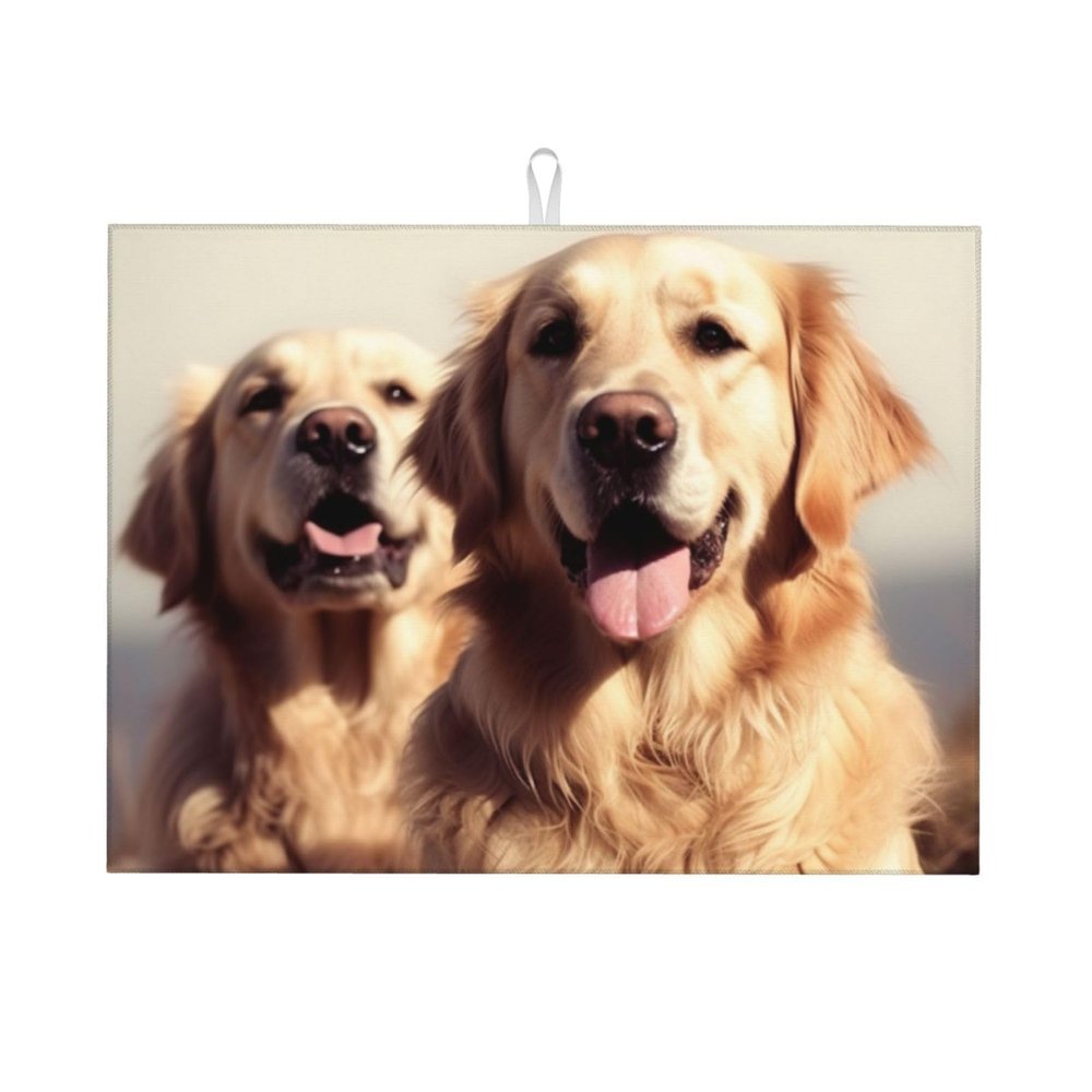 Lovely Golden Dog Print Dish Drying Mat Drying Pad Absorbent Microfiber Mats For Kitchen Counter Large 18 X 24 Inch