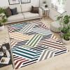 Abstract Geometric Line Area Rug, Colorful Geometric Line Art Outdoor Carpet, Rug with Non-Slip Backing Easy Can Be Washed for Living Room Bedroom Kitchen Dining Room Home Office Floor Rug 5ftx8ft view 3