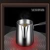 Coffee Milk Frothing Pitcher Cup Stainless Steel Milk Pointed Tip Latte Frothing Cup with Scale Long Handle Coffee Pot for Stove Top(#3) view 2