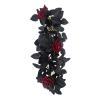 belupai 24in Black Halloween Floral Swag,Artificial Maple Leaves Garland with Sunflowers Pumpkin, Handmade Decorative Berries Roses Eucalyptus Swag for Front Door Home Wall Decoration(Red Rose) view 1
