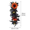 belupai 24in Black Halloween Floral Swag,Artificial Maple Leaves Garland with Sunflowers Pumpkin, Handmade Decorative Berries Roses Eucalyptus Swag for Front Door Home Wall Decoration(Red Rose) view 2