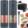 2Pack Electric Salt and Pepper Grinder Set USB Rechargeable with Warm LED Light, Adjustable Coarseness Lidaop Large Capacity Automatic Salt Pepper Mill Grinder for Kitchen, Restaurant, Outdoor (Grey) view 1
