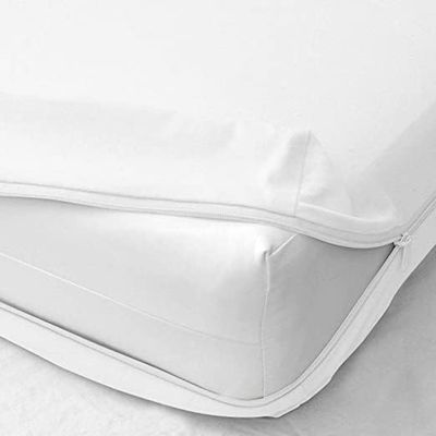 RMS BEDDING Zipper Fitted Sheet Made of 100% Egyptian Cotton Fabric Super Soft- King Size Upto 12 Inch Deep Pocket- White Color
