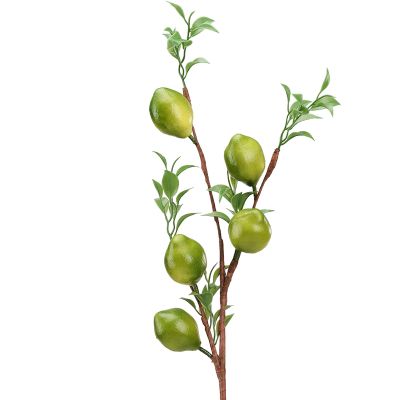 ZHDOKA 22in Artificial Lemon Tree Branch,Fake Foam Lemon Stem with Green Leaves for Vase, Lifelike Lemon Plant Faux Fruit Floral Pick for Home Kitchen Farmhouse Table Centerpiece (Green)