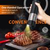 2Pack Electric Salt and Pepper Grinder Set USB Rechargeable with Warm LED Light, Adjustable Coarseness Lidaop Large Capacity Automatic Salt Pepper Mill Shakers for Kitchen, Restaurant, Outdoor, Black view 2