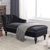 58" Velvet Chaise Lounge Couch, Button Tufted Arm Facing Lounge Chair,Modern Upholstered Recliner Lounge Chair for Living Room Bedroom, Sleeper Lounge Sofa,Black view 1