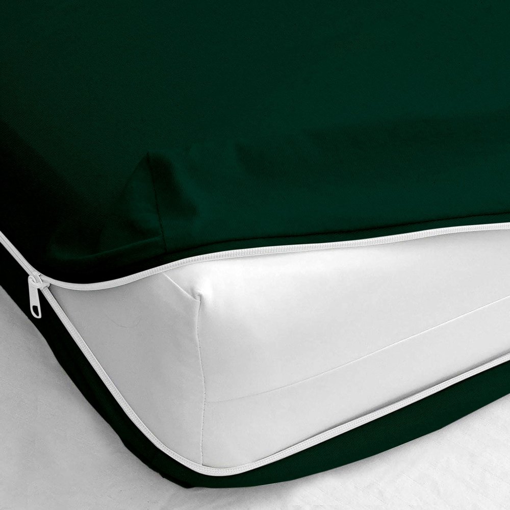 RMS BEDDING Zipper Fitted Sheet Made of 100% Egyptian Cotton Fabric Super Soft- Queen Size Upto 15 Inch Deep Pocket- Teal Green Color