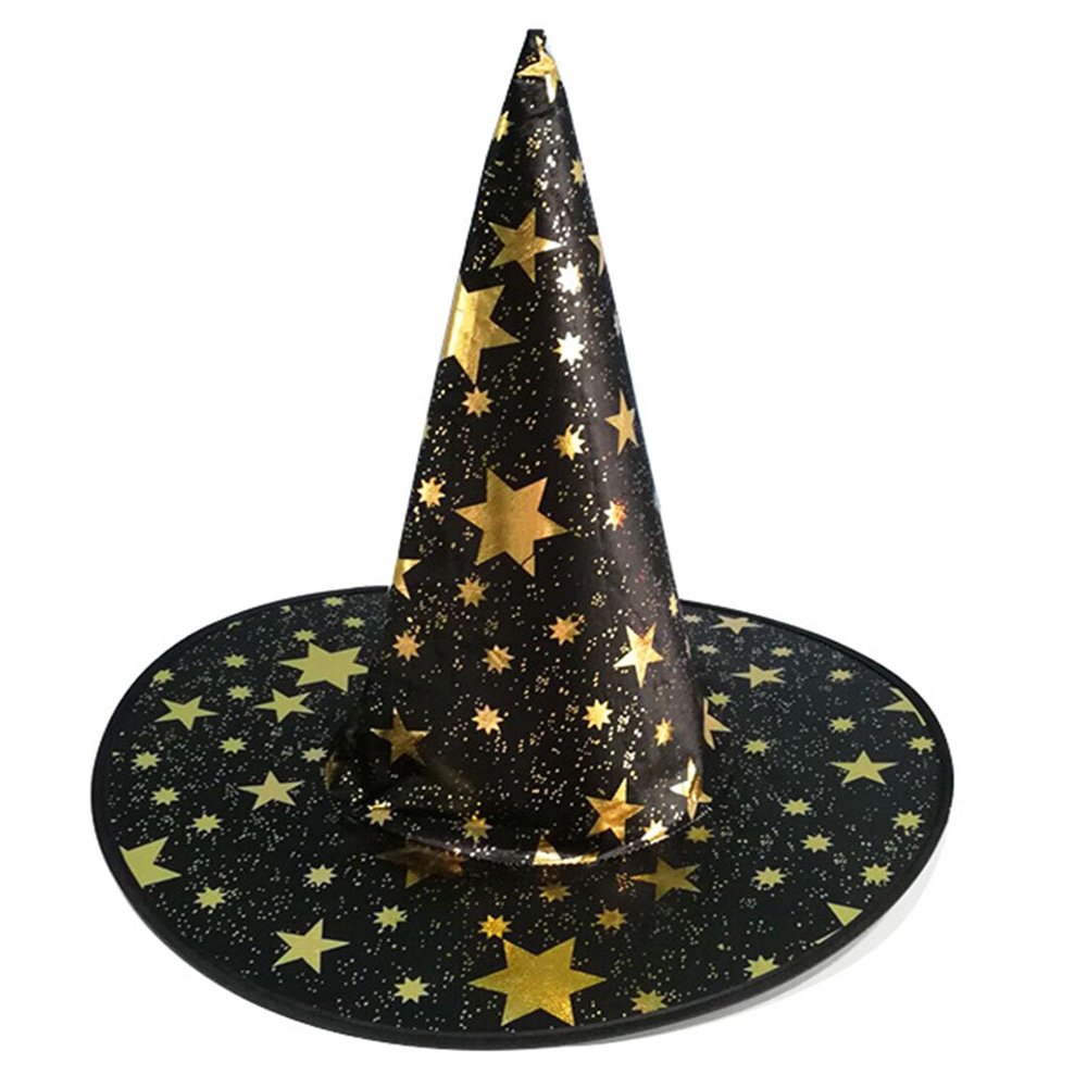 Ankelesz Halloween Witch Hat for Kids Star Wizard Hat Cosplay Costume Decoration Halloween Party Supplies (Black)