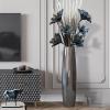Decorative Vase Large Floor Plant Bonsai Ceramic Dried Flowers Silver Tall Vase Bonsai Flower Pot Home Decorations Living Room Dried Flower Arrangement Ornaments Ceramic Vase Glass Vase Hydroponic Flo view 3