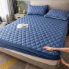 FCLDESHOP Fitted Mattress Pad,Solid Color Brushed Quilted Quilting Waterproof Urine Barrier Fitted Sheet,Suitable for 12"/30cm Deep Mattresses,Blue,150x200cm view 1