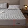 FCLDESHOP Fitted Mattress Pad,Solid Color Brushed Quilted Quilting Waterproof Urine Barrier Fitted Sheet,Suitable for 12"/30cm Deep Mattresses,Blue,150x200cm view 2