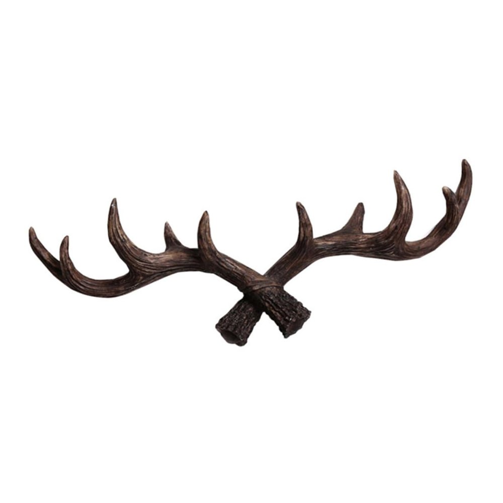 CAXUSD American Country Retro Antlers Wall Hanging Coat and Hat Hook Resin