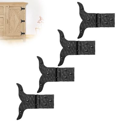 4 Pack 4" Black Wrought Iron Hinges - Hand Forged Wrought Iron Door Hinges  Handmade Rustic Iron Hinges for Farmhouse Shutters, Chests, Barn Doors, Shutter and Gates  The Farmhouse Series