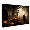 Halloween Home Decoration Spooky Grave Wall Art A Gothic Elf in Dark Forest with Jack O Lantern Everywhere Framed Horror Poster Decor for Living Room Bedroom 36x24in view 1