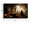 Halloween Home Decoration Spooky Grave Wall Art A Gothic Elf in Dark Forest with Jack O Lantern Everywhere Framed Horror Poster Decor for Living Room Bedroom 36x24in view 2