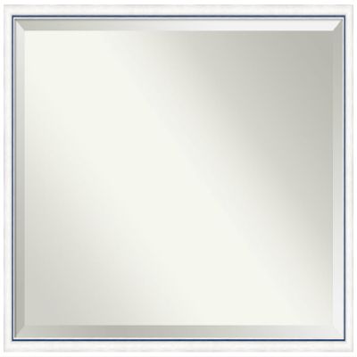 Amanti Art White Wall Mirror 32x42 Morgan White Blue Rectangle Bathroom Mirror for Wall Decor Living Room, X-Large Modern Wood Frame, Hangs Horizonally and Vertically, Bathroom Decor, Beveled Edge