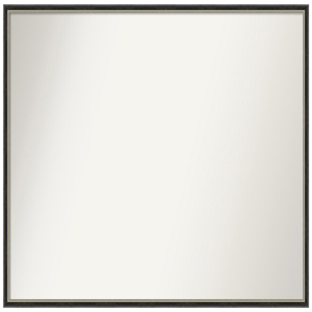 Amanti Art Black Bathroom Mirror for Over Sink, 28x39 Theo Black Silver Narrow Rectangle Vanity Mirror, X-Large Modern Wood Frame, Hangs Horizonally or Vertically, Bathroom Wall Decor,Non-Beveled Edge