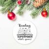 Book Christmas Ornaments Reading is My Superpower,Xmas Tree Hanging Ornaments Ceramic Keepsake view 2