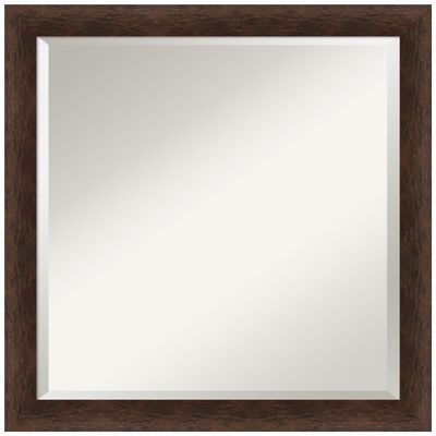 Amanti Art Brown Bathroom Mirror for Over Sink, 23x23 Warm Walnut Narrow Square Vanity Mirror, Medium Casual Wood Frame, Hangs Horizonally and Vertically, Bathroom Wall Decor, Beveled Edge