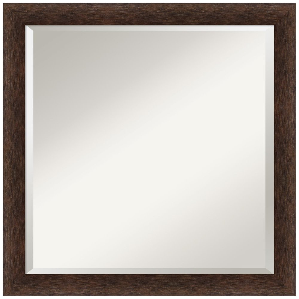 Amanti Art Brown Bathroom Mirror for Over Sink, 23x23 Warm Walnut Narrow Square Vanity Mirror, Medium Casual Wood Frame, Hangs Horizonally and Vertically, Bathroom Wall Decor, Beveled Edge