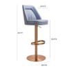 Tov Furniture Maven Lavender Mist and Rose Gold Adjustable Swivel Stool view 3