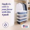 HOMZ 4-Pack Snaplock, Large Clear Plastic Storage Organizer Bins w/Lids, 41 Quart, White - Stackable Container Boxes for Bedroom, Bathroom, Garage, and Office Organization view 2