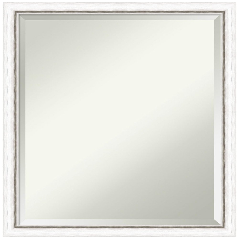 Amanti Art White Bathroom Mirror for Over Sink, 26x20 Morgan White Silver Rectangle Vanity Mirror, Medium Modern Wood Frame, Hangs Horizonally and Vertically, Bathroom Wall Decor, Beveled Edge