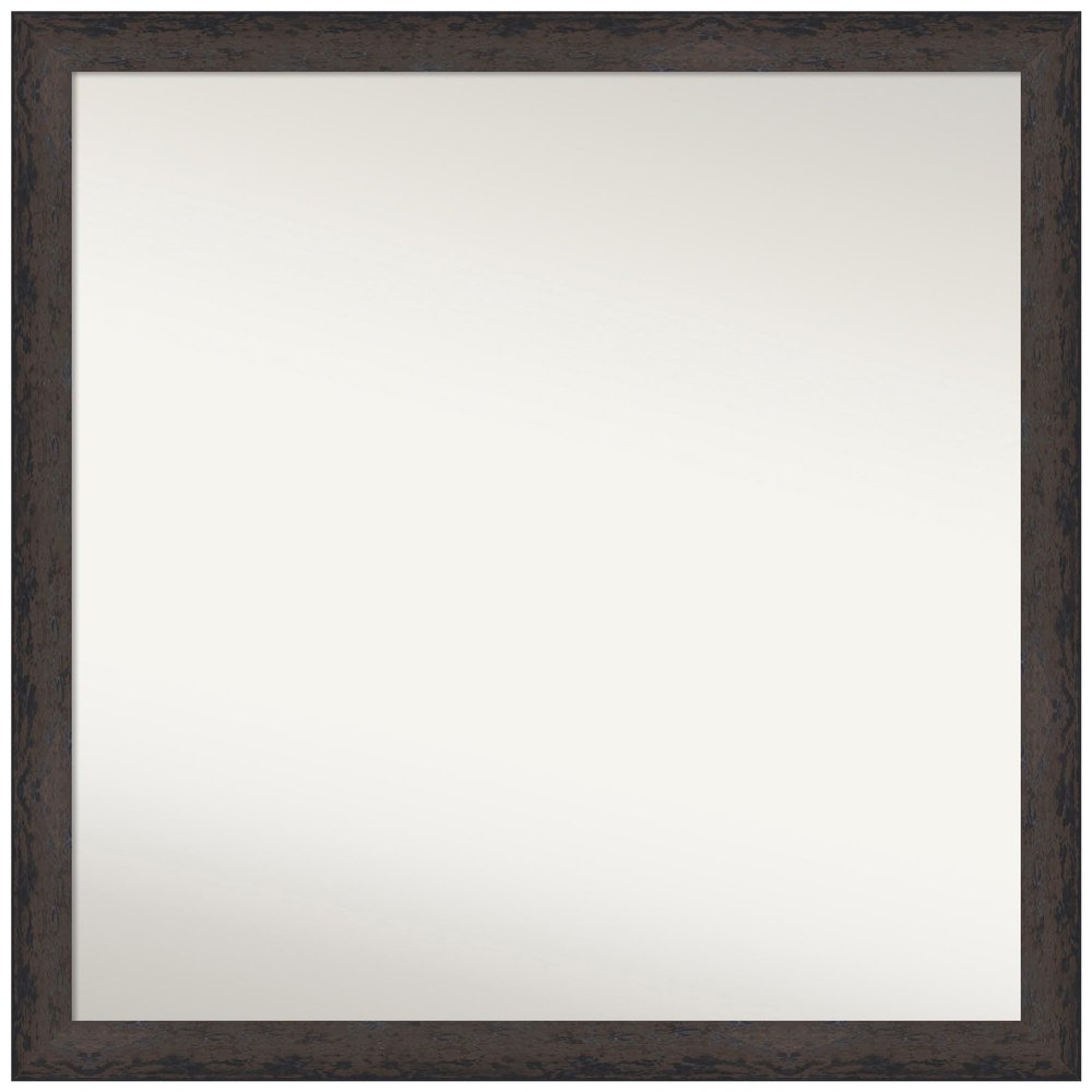 Amanti Art Black Bathroom Mirror for Over Sink, 29x29 Dappled Black Brown Narrow Square Vanity Mirror, Large Modern Wood Frame, Hangs Horizonally and Vertically, Bathroom Wall Decor, Non-Beveled Edge
