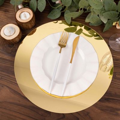 Efavormart 10 Pack Gold Mirror Plastic Charger Plates for Table Setting, 13" Lightweight Round Decorative Dining Plate Chargers