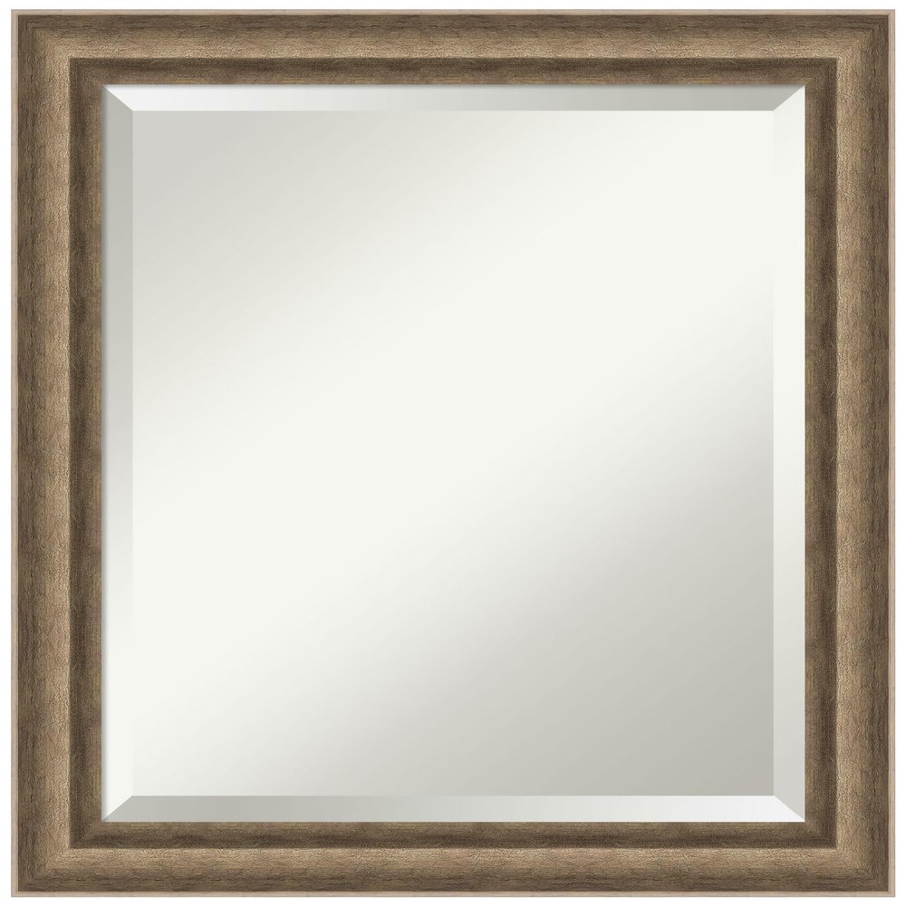 Amanti Art Bronze Bathroom Mirror for Over Sink, 23x19 Angled Bronze Rectangle Vanity Mirror, Small Modern Contemporary Wood Frame, Hangs Horizonally and Vertically, Bathroom Wall Decor, Beveled Edge