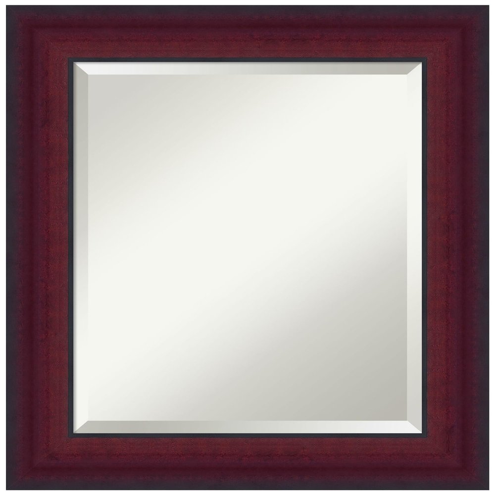 Amanti Art Cherry Bathroom Mirror for Over Sink, 25x21 Canterbury Cherry Rectangle Vanity Mirror, Small Casual Wood Frame, Hangs Horizonally and Vertically, Bathroom Wall Decor, Beveled Edge