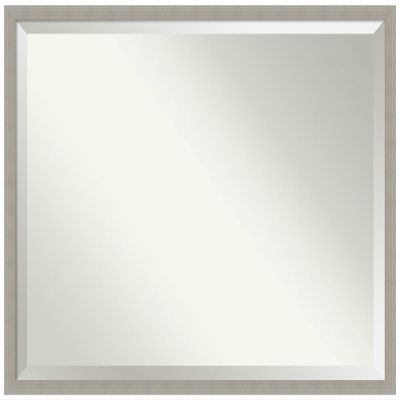 Amanti Art Grey Wall Mirror 32x42 Woodgrain Stripe Grey Rectangle Bathroom Mirror for Wall Decor Living Room, X-Large Casual Wood Frame, Hangs Horizonally and Vertically, Bathroom Decor, Beveled Edge