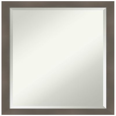 Amanti Art Grey Bathroom Mirror for Over Sink, 27x21 Edwin Clay Grey Rectangle Vanity Mirror, Medium Casual Wood Frame, Hangs Horizonally and Vertically, Bathroom Wall Decor, Beveled Edge