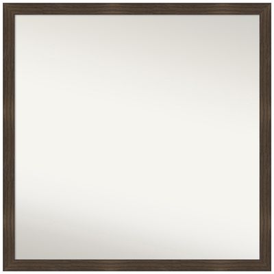 Amanti Art Brown Bathroom Mirror for Over Sink, 28x28 Woodgrain Stripe Chocolate Square Vanity Mirror, Large Casual Wood Frame, Hangs Horizonally and Vertically, Bathroom Wall Decor, Non-Beveled Edge