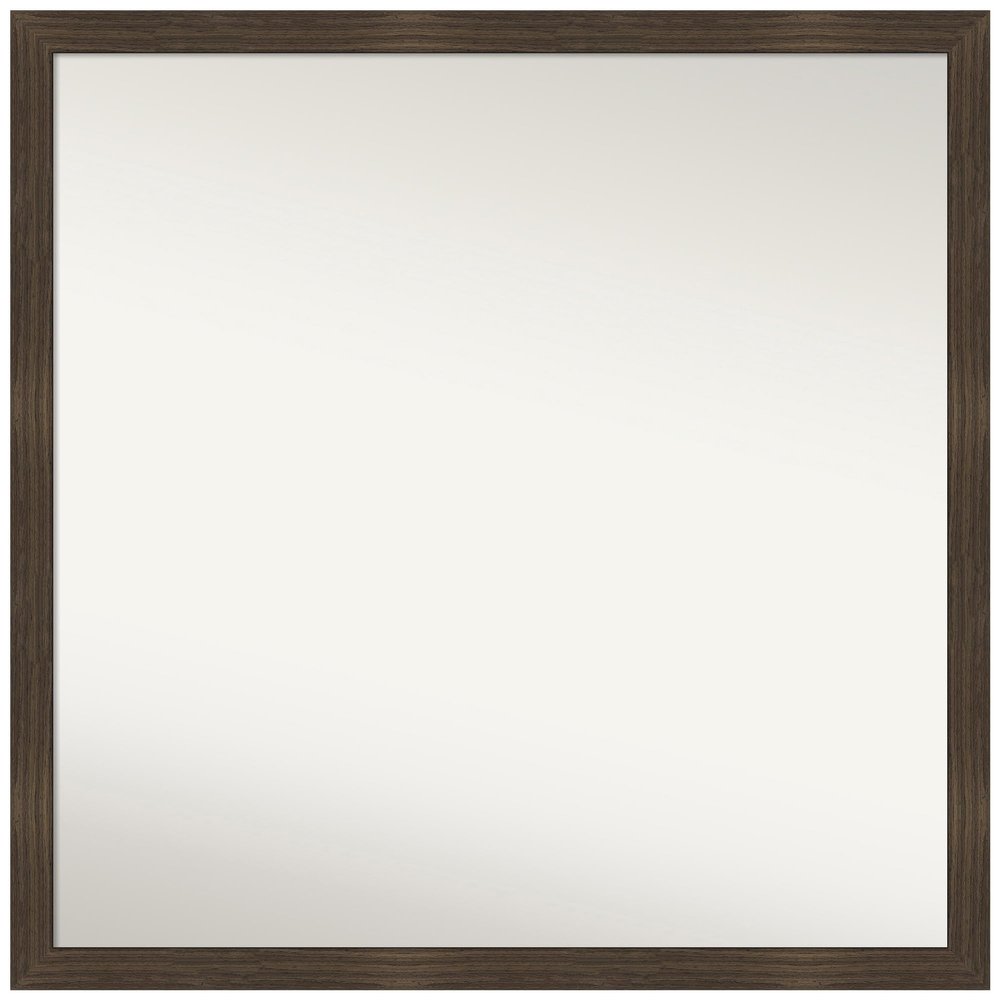 Amanti Art Brown Bathroom Mirror for Over Sink, 28x28 Woodgrain Stripe Chocolate Square Vanity Mirror, Large Casual Wood Frame, Hangs Horizonally and Vertically, Bathroom Wall Decor, Non-Beveled Edge