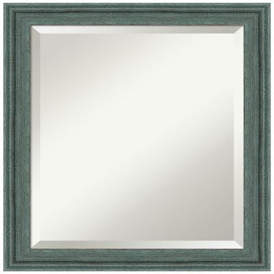 Amanti Art Blue Bathroom Mirror for Over Sink, 24x20 Upcycled Teal Grey Rectangle Vanity Mirror, Small Rustic Farmhouse Wood Frame, Hangs Horizonally and Vertically, Bathroom Wall Decor, Beveled Edge