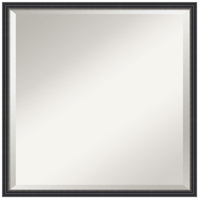 Amanti Art Black Wall Mirror 21x21 Stylish Black Narrow Square Bathroom Mirror for Wall Decor Living Room, Medium Traditional Wood Frame, Hangs Horizonally and Vertically, Bathroom Decor, Beveled Edge
