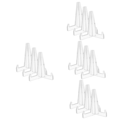 DECHOUS 12pcs Decorative Easel Stand Acrylic Display Holder Collection Plate Rack Photo Bracket for Office Home