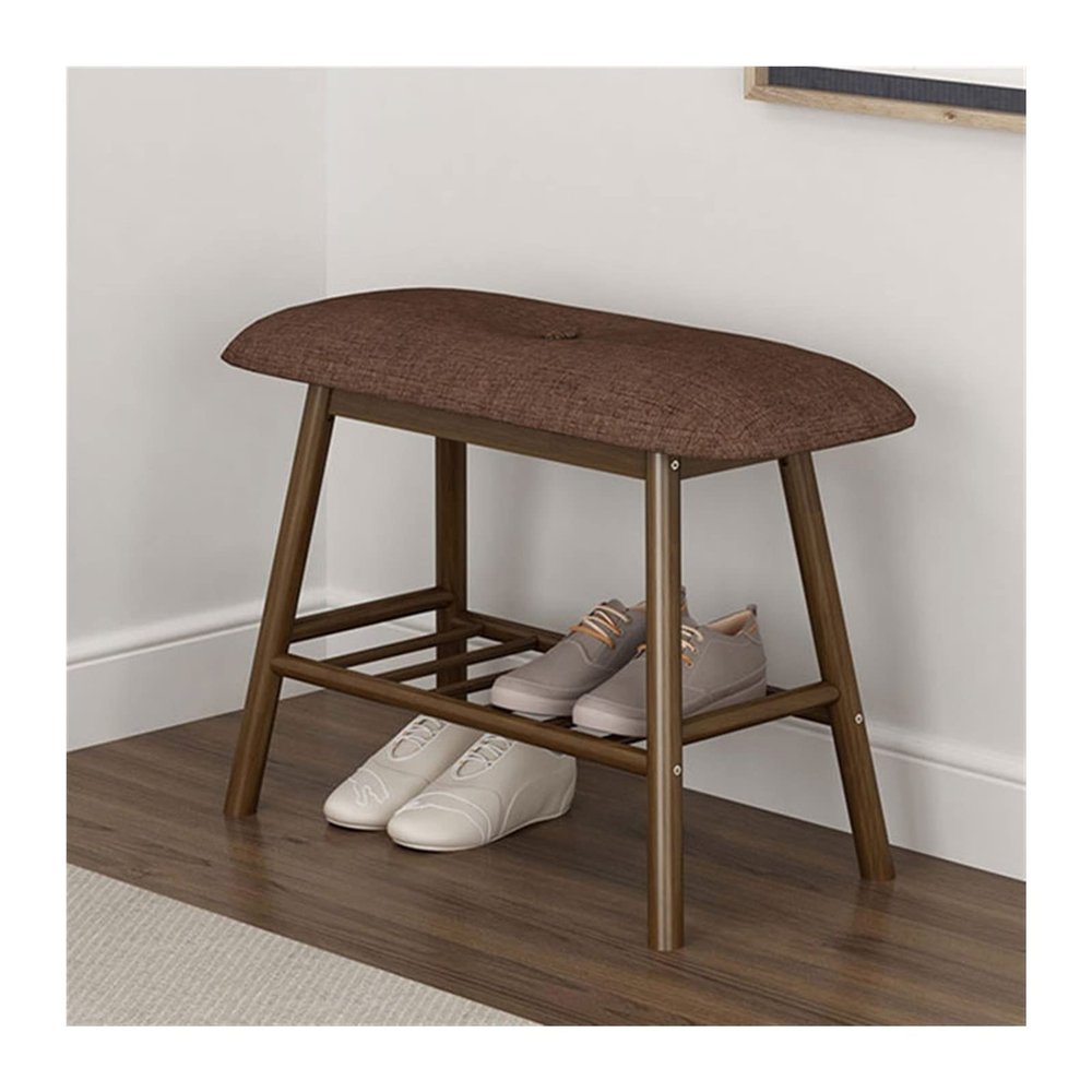 Entryway Shoe Rack Entryway Bench with Padded Seat, Wooden Storage Bench in Living Dining Bed Room, Modern Farmhouse Indoor Accent Entry Way Hallway Shoe Bench Seat for Entrance Sitting Shoe Organizer