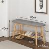 Entryway Shoe Rack Entryway Bench with Padded Seat, Wooden Storage Bench in Living Dining Bed Room, Modern Farmhouse Indoor Accent Entry Way Hallway Shoe Bench Seat for Entrance Sitting Shoe Organizer view 2