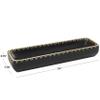 Deco 79 Mango Wood Handmade Nesting Tray with Hand Woven Seagrass Accents, 24" x 7" x 4", Black view 4