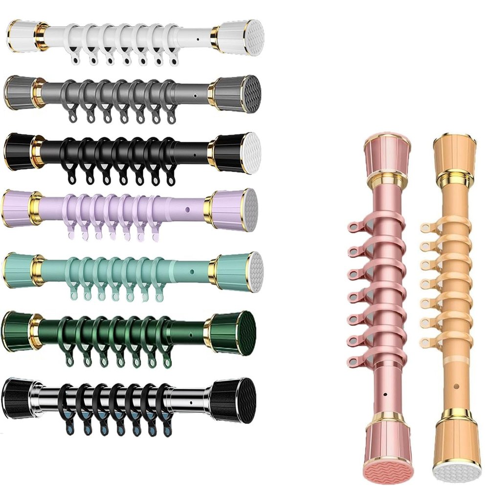 ZGFBKO Tension Spring Curtain Rod, Adjustable 16-197inch Shower Curtain Rod No Drilling Never Rust, Anti-Slip Curtain Rod for Wardrobe Cupboard Kitchen (Color : Purple, Size : 43.3-74.8in)