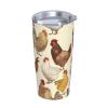 A Brood of Chickens print 20 oz Stainless Steel Tumbler With Lid And Straw Insulated Coffee Cup Portable Travel Mug For Cold And Hot Drinks view 2