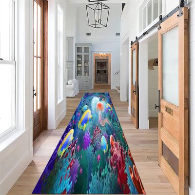 3D Jellyfish Runner Rug 1.3x7ft, for Hallway, Underwater World Printed Runway Rugs, Living Room Non Slip Runner Rug, Washable Rugs for Kitchen Runner, for Bedroom Kitchen Floor Runner