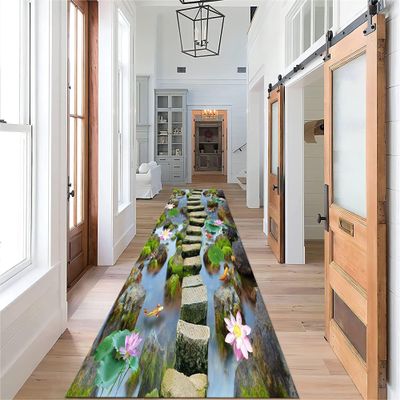 3D Runner Rug 1.3x7ft, for Hallway, Living Room Non Slip Runner RugLotus Pattern Illusion Runway Rugs, Washable Rugs for Kitchen Runner, for Bedroom Kitchen Floor Runner