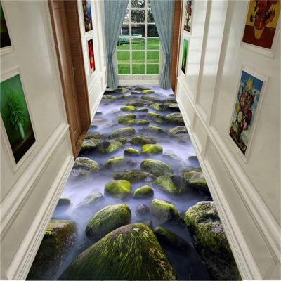 3D Illusion Runner Rug, Natural Landscape Printed Corridor Rugs,Multi-Color Long Strip Indoor Machine Washable Carpet,Suitable for Bedroom Living Room Entryway(4x6ft