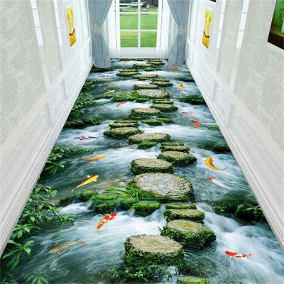 BISINA Creek Koi Pattern Area Rug, 3D Sea Animal Hallway Kids Room Runner Rug, Living Room Decorative Outdoor Rug for Kids Girls Boys Bedroom, Office Non-Slip Washable Decorative Rug(3.2x5ft