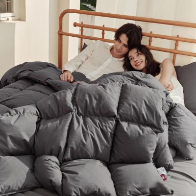 Airluck Feather Down Comforter Twin Size,Fluffy Winter Bedding Comforters with 100% Utral Soft Cotton Cover,White Heavyweight Duvet Insert-8 Tabs(68"x90")