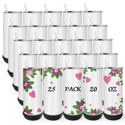 AGH 25 Pack Music Speaker Straw Cup, 20 Oz Skinny Stainless Steel Double Wall Tumbler Blanks, Speaker Tumbler Cup with Detachable LED Light, Suitable for DIY Gifts (Black)